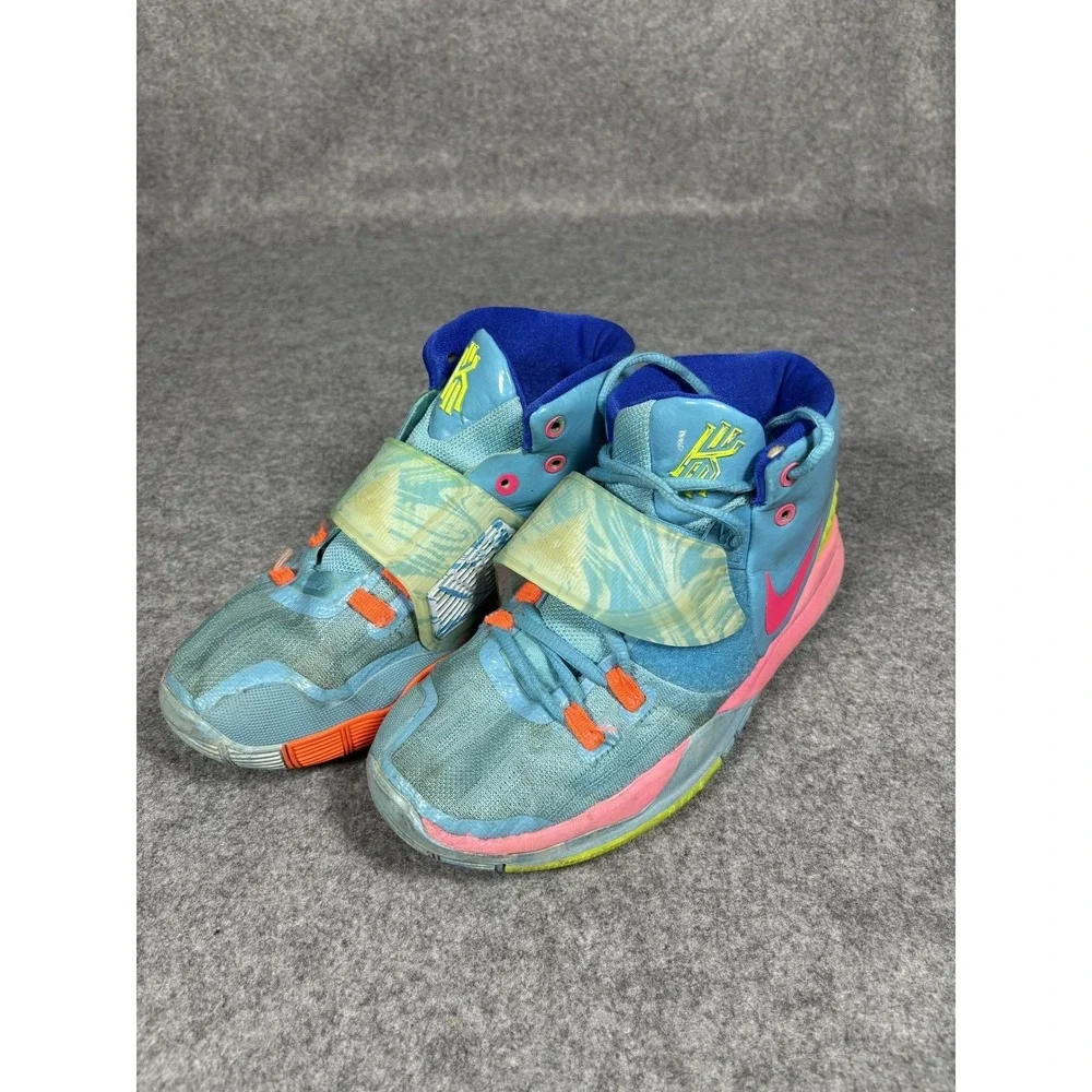Nike‎ Kyrie 6 Heal the World Basketball Shoes 6Y Blue Pink Mid Top Sneaker